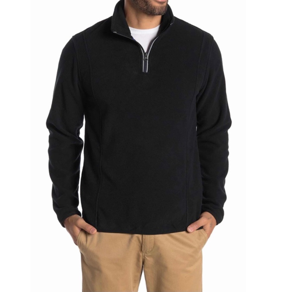 Vintage 1946 Black Fleece Knit Quarter Zip Sweater